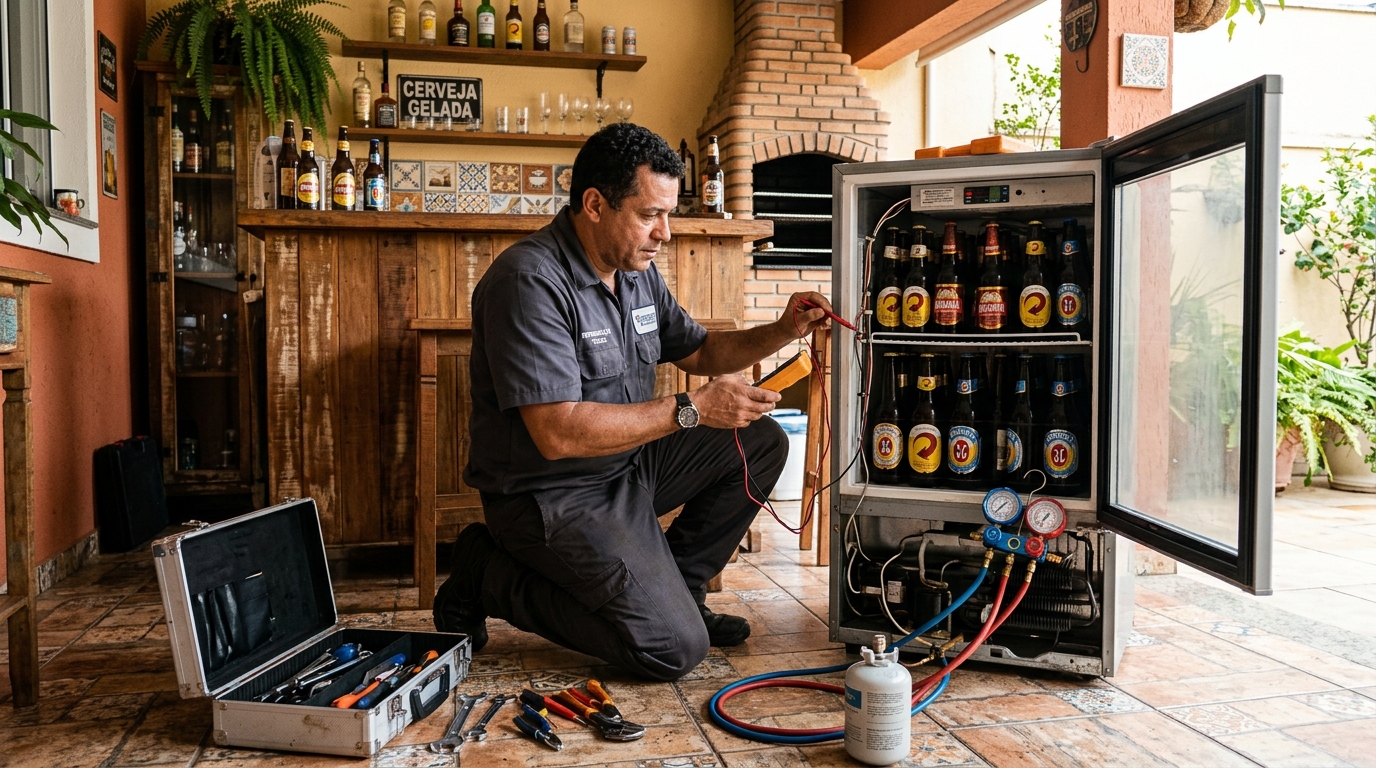 Aplicação de gás refrigerante em cervejeira atendida no Guanandi, Campo Grande‑MS